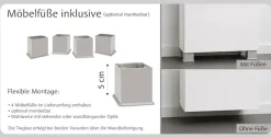 OTTO home Waschbeckenunterschrank »Bozen, Unterbeckenschrank 60 cm« griffloses Design, Maße (B/T/H): 60/35/54 cm