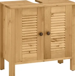 OTTO home Waschbeckenunterschrank »Ayanna« aus Massivholz, FSC®, Lamellenfront, Höhe 57 cm, Breite 59 cm