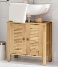OTTO home Waschbeckenunterschrank »Ayanna« aus Massivholz, FSC®, Lamellenfront, Höhe 57 cm, Breite 59 cm