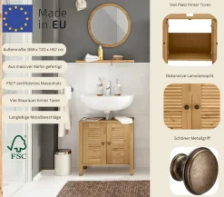 OTTO home Waschbeckenunterschrank »Ayanna« aus Massivholz, FSC®, Lamellenfront, Höhe 57 cm, Breite 59 cm
