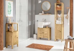OTTO home Waschbeckenunterschrank »Ayanna« aus Massivholz, FSC®, Lamellenfront, Höhe 57 cm, Breite 59 cm