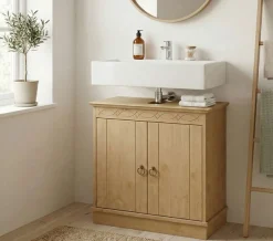 OTTO home Waschbeckenunterschrank »Indra, Badschrank, Badmöbel, Badezimmerschrank« B/T/H: 64/32/66 cm,aus massiver Kiefer, 2 Türen,FSC®-zertifiziert