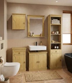 OTTO home Waschbeckenunterschrank »Indra, Badschrank, Badmöbel, Badezimmerschrank« B/T/H: 64/32/66 cm,aus massiver Kiefer, 2 Türen,FSC®-zertifiziert