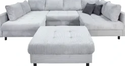OTTO home Wohnlandschaft »Antonia U-Form, B: 298 cm, inkl. Hocker, Federkernpolsterung« extra große Liegefläche, 282x178cm, inkl. 3 Zierkissen