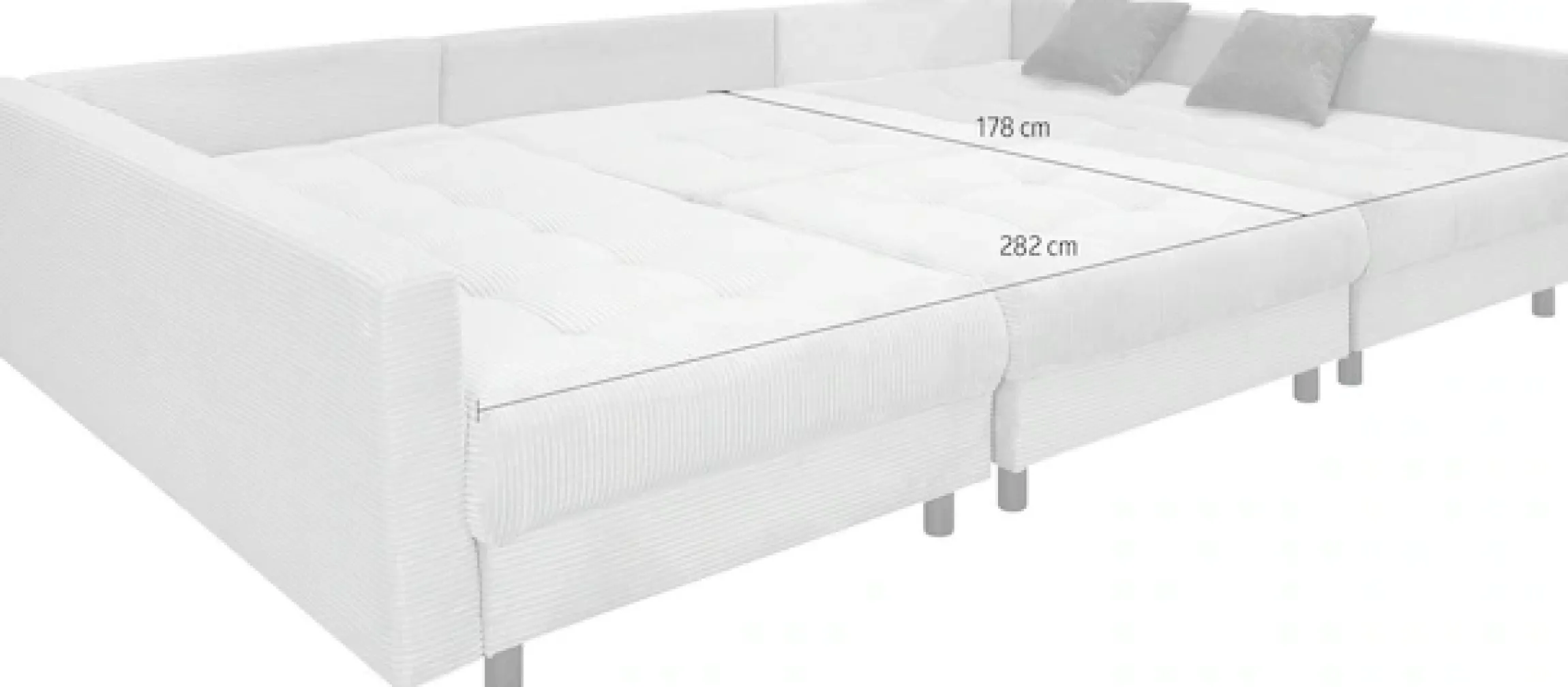 OTTO home Wohnlandschaft »Antonia U-Form, B: 298 cm, inkl. Hocker, Federkernpolsterung« extra große Liegefläche, 282x178cm, inkl. 3 Zierkissen