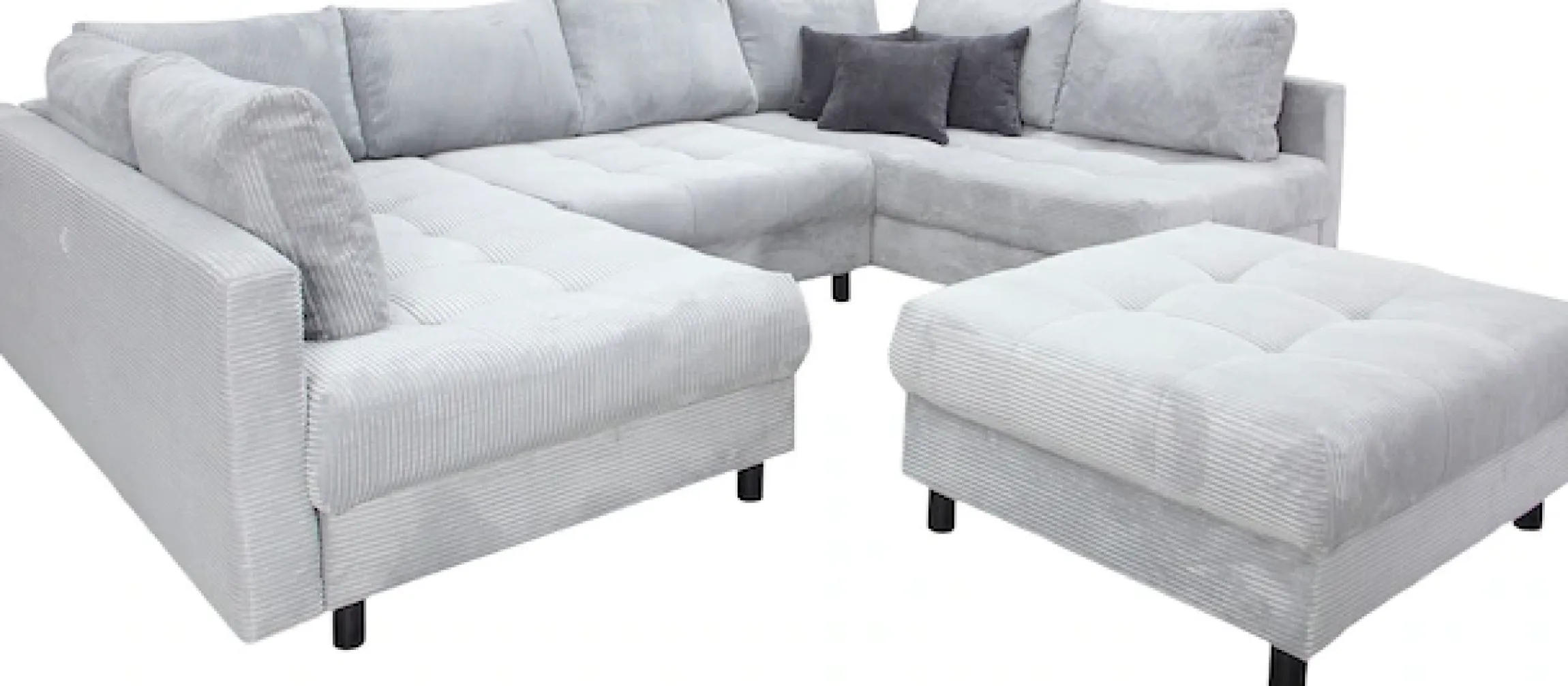 OTTO home Wohnlandschaft »Antonia U-Form, B: 298 cm, inkl. Hocker, Federkernpolsterung« extra große Liegefläche, 282x178cm, inkl. 3 Zierkissen