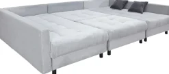 OTTO home Wohnlandschaft »Antonia U-Form, B: 298 cm, inkl. Hocker, Federkernpolsterung« extra große Liegefläche, 282x178cm, inkl. 3 Zierkissen