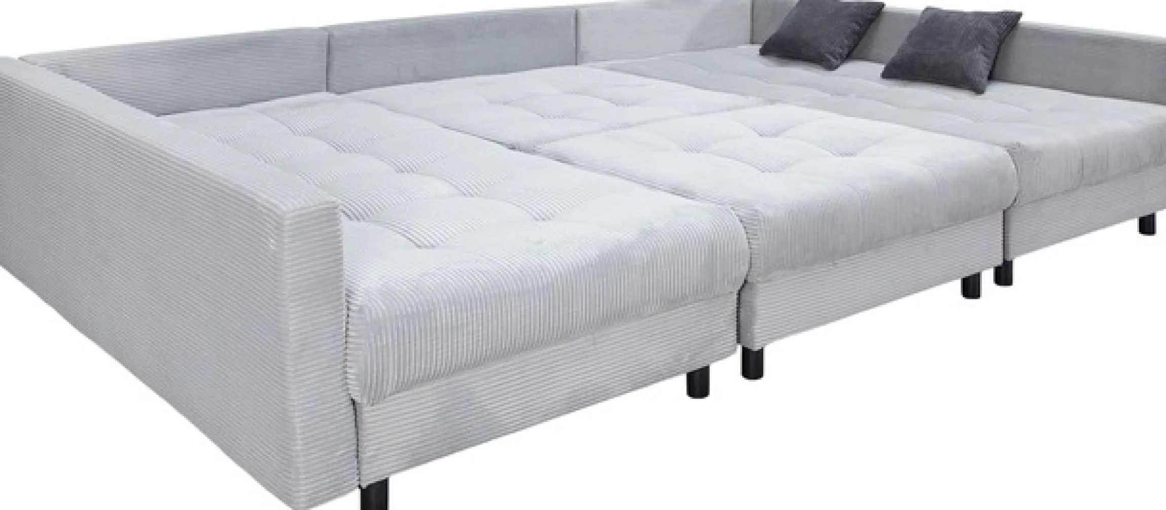 OTTO home Wohnlandschaft »Antonia U-Form, B: 298 cm, inkl. Hocker, Federkernpolsterung« extra große Liegefläche, 282x178cm, inkl. 3 Zierkissen