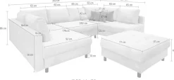 OTTO home Wohnlandschaft »Antonia U-Form, B: 298 cm, inkl. Hocker, Federkernpolsterung« extra große Liegefläche, 282x178cm, inkl. 3 Zierkissen