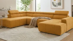 OTTO home Wohnlandschaft »Ballerup 359 x 228 cm, auch mit verstellbarer Sitztiefe« Kopfteile verstellbar, aus pflegeleichtem, weichem Bezugsstoff, U-Form