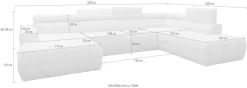 OTTO home Wohnlandschaft »Ballerup 359 x 228 cm, auch mit verstellbarer Sitztiefe« Kopfteile verstellbar, aus pflegeleichtem, weichem Bezugsstoff, U-Form