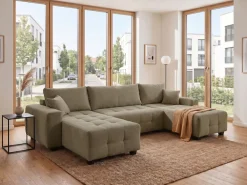 OTTO home Wohnlandschaft »Bella U-Form, B: 314 cm, inkl. Schlaffunktion« inkl. Bettkasten, Bonellfederkern, extra große Liegefläche: 269x135cm