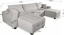 OTTO home Wohnlandschaft »Bella U-Form, B: 314 cm, inkl. Schlaffunktion« inkl. Bettkasten, Bonellfederkern, extra große Liegefläche: 269x135cm