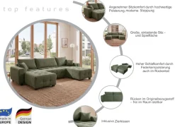 OTTO home Wohnlandschaft »Bella U-Form, B: 314 cm, inkl. Schlaffunktion« inkl. Bettkasten, Bonellfederkern, extra große Liegefläche: 269x135cm