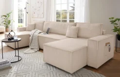 OTTO home Wohnlandschaft »CASSI L-Form, 311cm - OTTO. Verlässliche Qualität.« Schlaffunktion (133/270), Bettkasten, Cord, Unser Tiefpreis