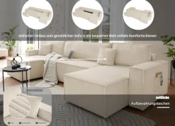 OTTO home Wohnlandschaft »CASSI L-Form, 311cm - OTTO. Verlässliche Qualität.« Schlaffunktion (133/270), Bettkasten, Cord, Unser Tiefpreis