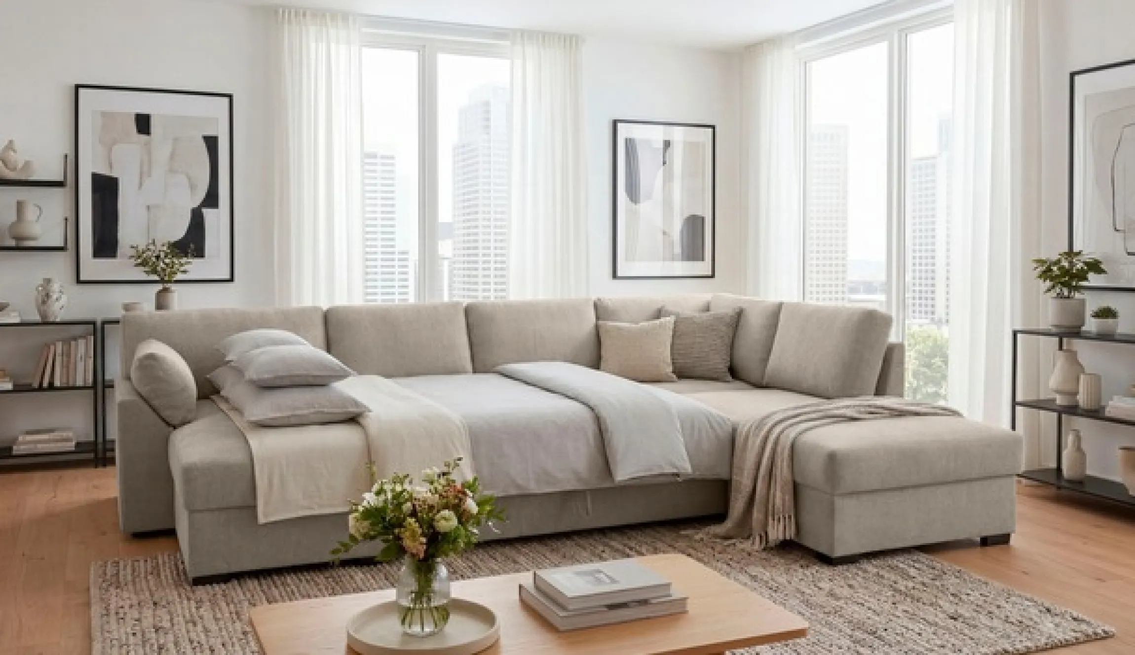 OTTO home Wohnlandschaft »Citry« Breite 309 cm, Chenille, Bettfunktion, Bettkasten, U-Form