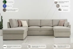 OTTO home Wohnlandschaft »Citry« Breite 309 cm, Chenille, Bettfunktion, Bettkasten, U-Form