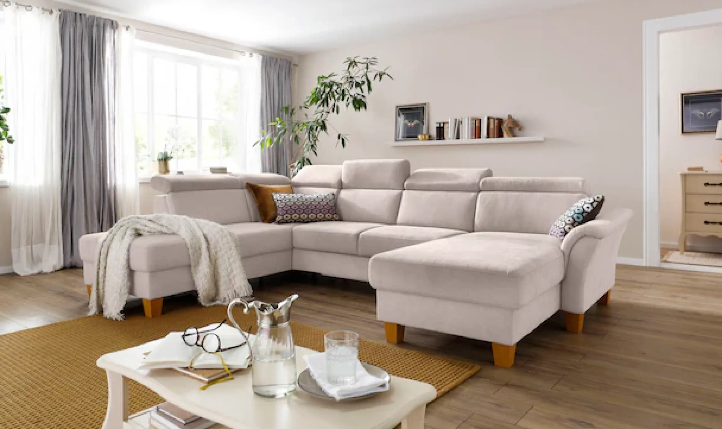 OTTO home Wohnlandschaft »Conville U-Form« Kopfteilverstellung wahlweise mit Schlaffunktion und Bettkasten
