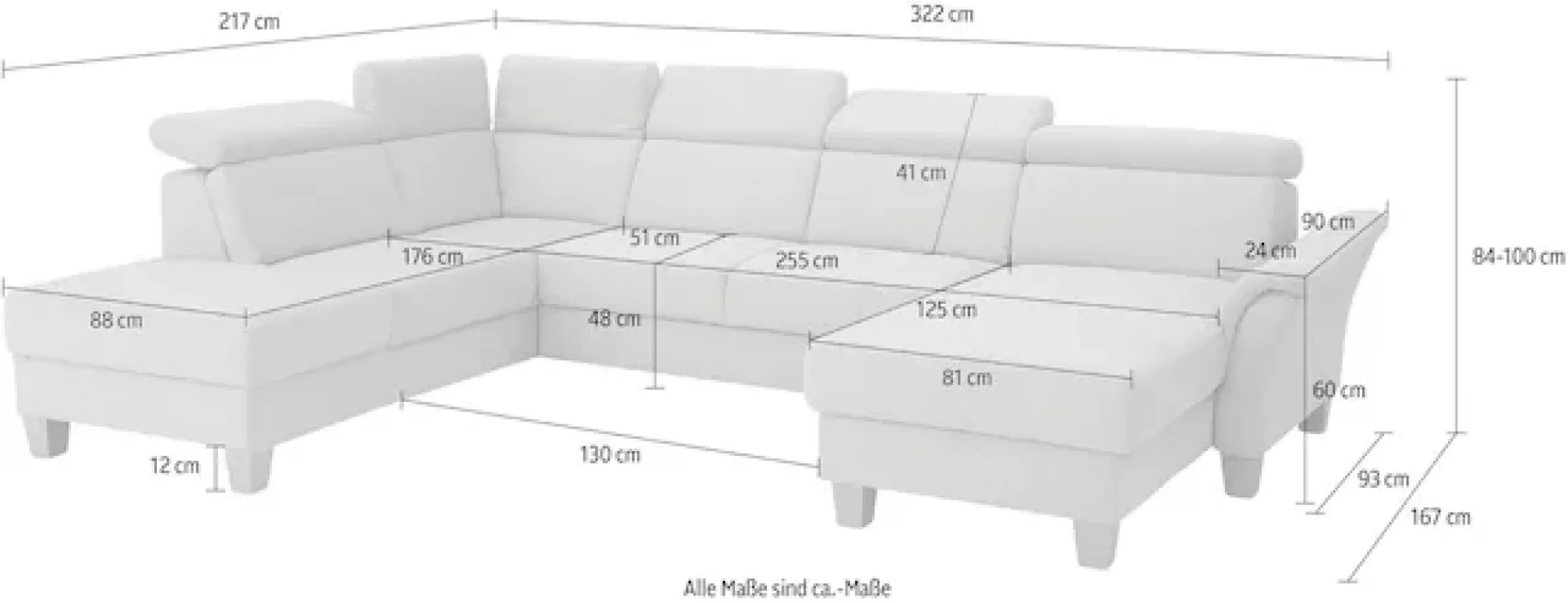 OTTO home Wohnlandschaft »Conville U-Form« Kopfteilverstellung wahlweise mit Schlaffunktion und Bettkasten
