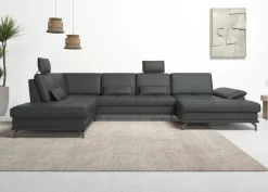OTTO home Wohnlandschaft »Costello U-Form, B: 363 cm mit Sitztiefen-, Armteilverstellung &« 3 Nierenkissen, optional Schlaffunktion & Bettkasten