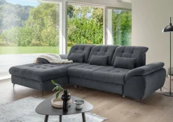 OTTO home Wohnlandschaft »Delphino Multifunktionen, Bettfunktion, Breite 273cm, L-Form« inkl. Bettkasten, Schlaffunktion, Kopfteil- und Sitztiefenverstellung