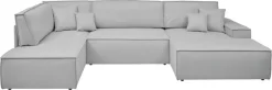 OTTO home Wohnlandschaft »FINNLEYStrurktur fein U-Form XXL 329 cm« Schlafsofa, Bettkasten, in Bouclé, Struktur fein und Mega Cord