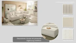 OTTO home Wohnlandschaft »FINNLEYStrurktur fein U-Form XXL 329 cm« Schlafsofa, Bettkasten, in Bouclé, Struktur fein und Mega Cord
