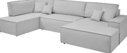 OTTO home Wohnlandschaft »FINNLEYStrurktur fein U-Form XXL 329 cm« Schlafsofa, Bettkasten, in Bouclé, Struktur fein und Mega Cord