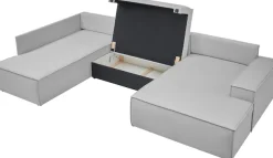 OTTO home Wohnlandschaft »FINNLEYStrurktur fein U-Form XXL 329 cm« Schlafsofa, Bettkasten, in Bouclé, Struktur fein und Mega Cord