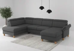 OTTO home Wohnlandschaft »Glendale, U-Form« inkl. Kopfteilverstellung, wahlweise mit Vorziehsitz und Bettkasten