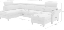 OTTO home Wohnlandschaft »Glendale, U-Form« inkl. Kopfteilverstellung, wahlweise mit Vorziehsitz und Bettkasten
