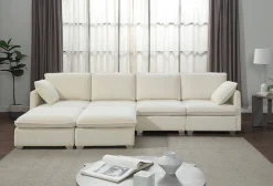 OTTO home Wohnlandschaft »Matti, Modul-Sofa, individuell stellbar, in Cord« modularer 4-Sitzer mit 2 Hockern, weicher Cordbezug