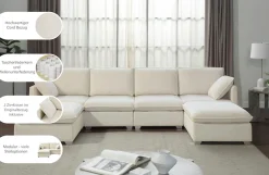 OTTO home Wohnlandschaft »Matti, Modul-Sofa, individuell stellbar, in Cord« modularer 4-Sitzer mit 2 Hockern, weicher Cordbezug