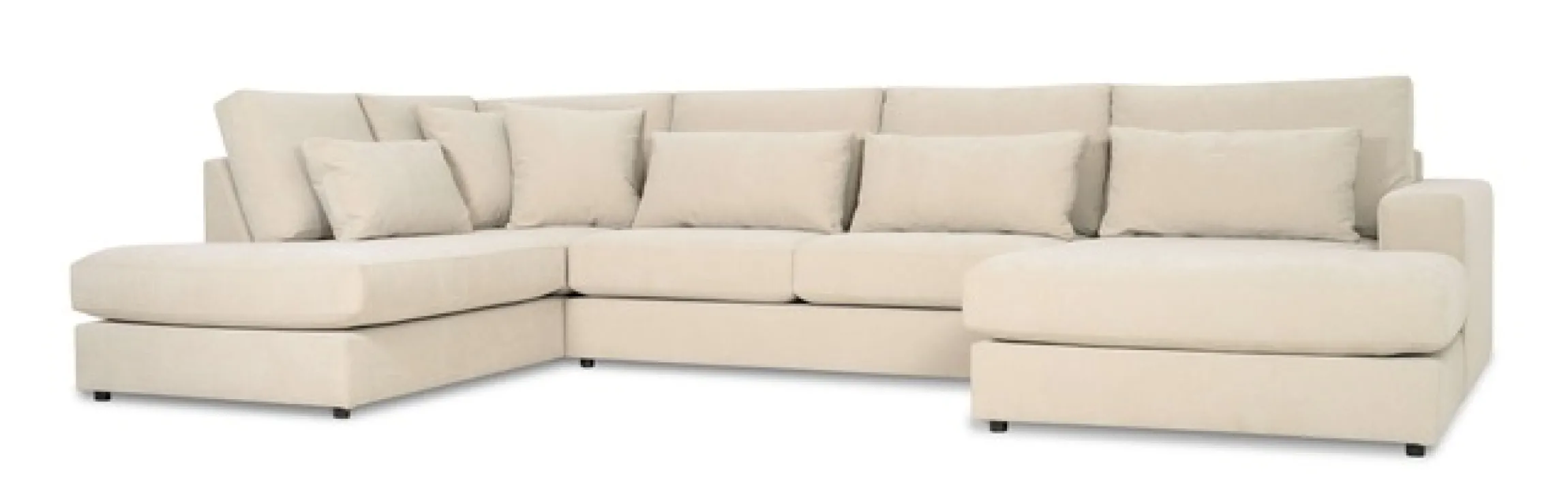 OTTO home Wohnlandschaft »Nivette, weiches Chenille« Breite 386 cm, U-Form, bodentief, 6 Zierkissen inkl.