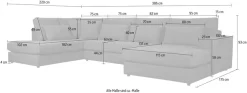 OTTO home Wohnlandschaft »Nivette, weiches Chenille« Breite 386 cm, U-Form, bodentief, 6 Zierkissen inkl.
