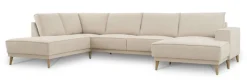 OTTO home Wohnlandschaft »Oland Skandi, weicher Chenille-Stoff« U-Form, 345 cm, Wellenunterfederung, Skandi-Design, Massivholzfüße