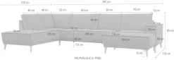 OTTO home Wohnlandschaft »Oland Skandi, weicher Chenille-Stoff« U-Form, 345 cm, Wellenunterfederung, Skandi-Design, Massivholzfüße