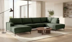 OTTO home Wohnlandschaft »OLAND Bouclé U-Form, XXL, B: 345 cm, Skandi-Design« U-Form, 345 cm, Wellenunterfederung, Skandi-Design, Metallfüße