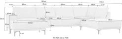 OTTO home Wohnlandschaft »OLAND Bouclé U-Form, XXL, B: 345 cm, Skandi-Design« U-Form, 345 cm, Wellenunterfederung, Skandi-Design, Metallfüße