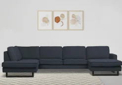 OTTO home Wohnlandschaft »Pinto, 350 cm, U-Form, XXL, mit Ottomanen« Cord, Chenille, Lederoptik, mit Keder, Metallfüße, Wellenunterfederung