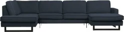 OTTO home Wohnlandschaft »Pinto, 350 cm, U-Form, XXL, mit Ottomanen« Cord, Chenille, Lederoptik, mit Keder, Metallfüße, Wellenunterfederung