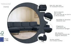 OTTO home Wohnlandschaft »Pinto, 350 cm, U-Form, XXL, mit Ottomanen« Cord, Chenille, Lederoptik, mit Keder, Metallfüße, Wellenunterfederung