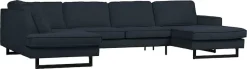 OTTO home Wohnlandschaft »Pinto, 350 cm, U-Form, XXL, mit Ottomanen« Cord, Chenille, Lederoptik, mit Keder, Metallfüße, Wellenunterfederung