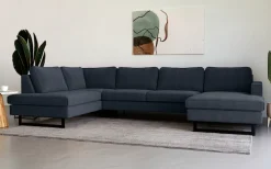 OTTO home Wohnlandschaft »Pinto, 350 cm, U-Form, XXL, mit Ottomanen« Cord, Chenille, Lederoptik, mit Keder, Metallfüße, Wellenunterfederung