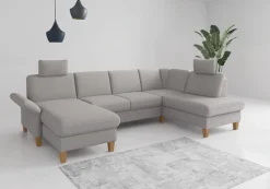 OTTO home Wohnlandschaft »Rochelle, U-Form« optional mit Armteilverstellung, mit Schlaffunktion & Bettkasten