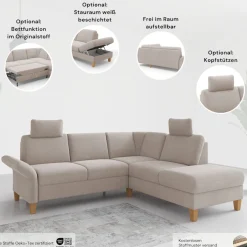 OTTO home Wohnlandschaft »Rochelle, U-Form« optional mit Armteilverstellung, mit Schlaffunktion & Bettkasten