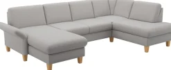 OTTO home Wohnlandschaft »Rochelle, U-Form« optional mit Armteilverstellung, mit Schlaffunktion & Bettkasten