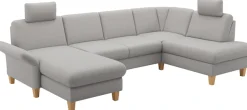 OTTO home Wohnlandschaft »Rochelle, U-Form« optional mit Armteilverstellung, mit Schlaffunktion & Bettkasten