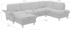 OTTO home Wohnlandschaft »Rochelle, U-Form« optional mit Armteilverstellung, mit Schlaffunktion & Bettkasten
